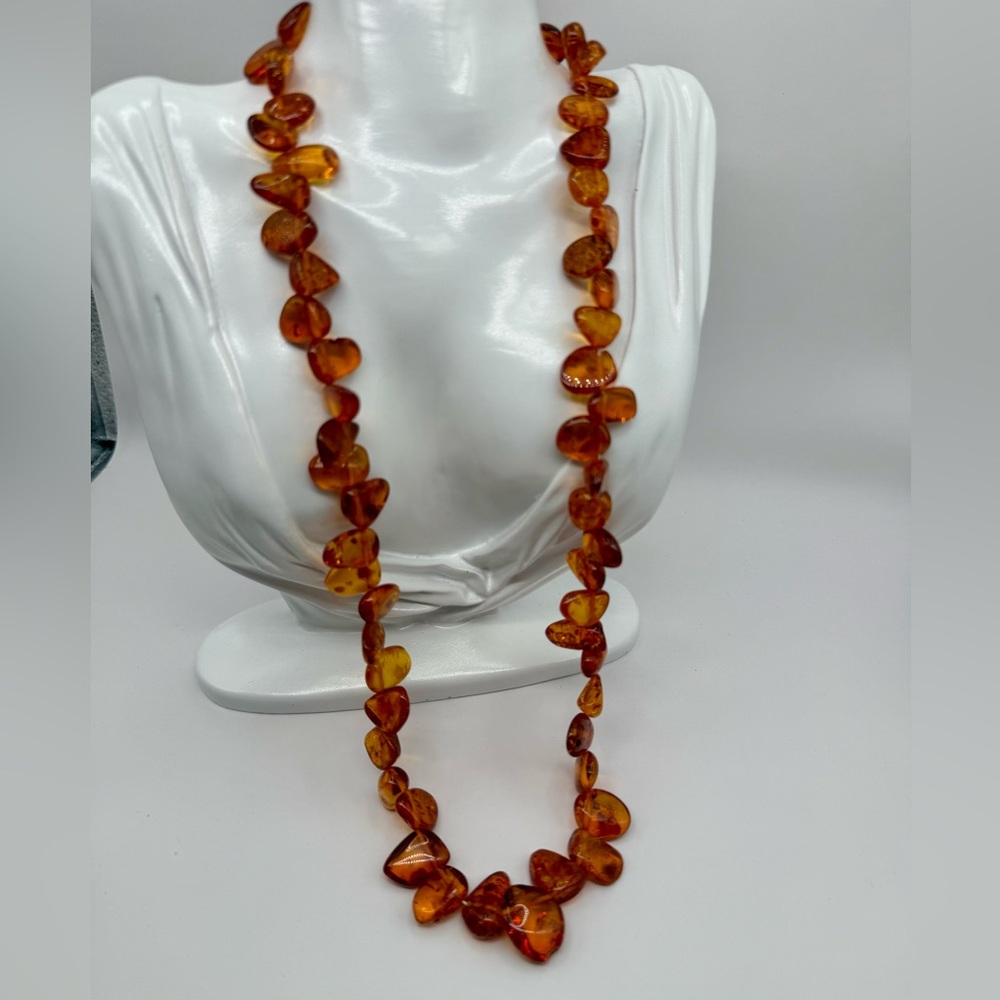 Genuine Baltic Amber Necklace with Amber Screw Clasp 24" Long - Picture 17 of 17